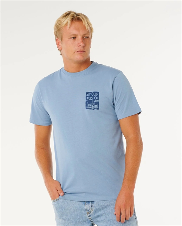 Rip Curl Mens Keep On Trucking SS Tee - Faded Denim
