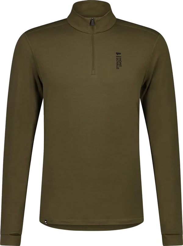 Mons Royale Cascade Merino Flex 200 1/4 Zip Dark Olive