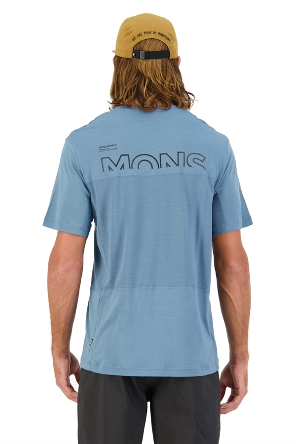 Mons Royale Mens Tarn Merino Shift T-Shirt Blue Slate