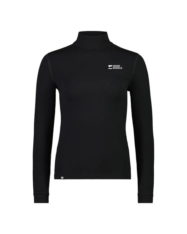 Mons Royale Cascade Merino Flex 200 Mock Neck LS Black