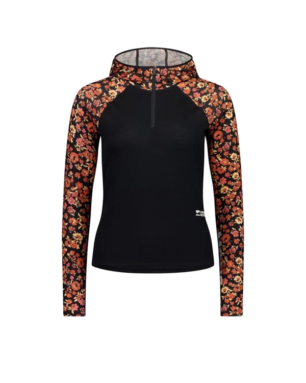Mons Royale Bella Merino Long Sleeve Hood - Ditzy Camo/Black