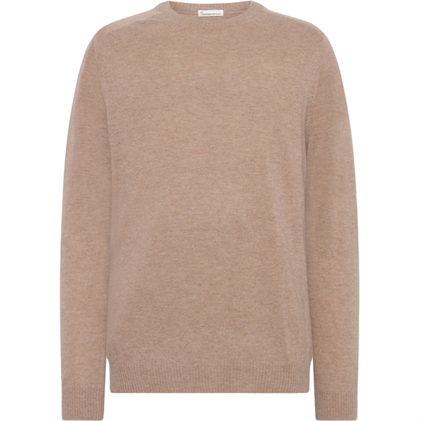 Knowledge Cotton Apparel Lambswool Crew Neck Sweater - Kelp Melange