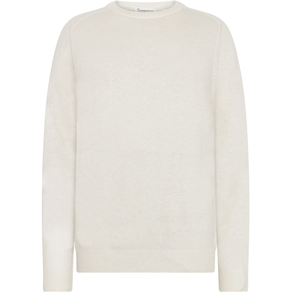 Knowledge Cotton Apparel Lambswool Crew Neck Sweater - Egret