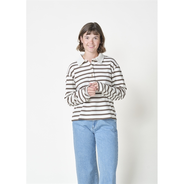Klitmøller Collective Anny Polo LS tee - Cream/taupe