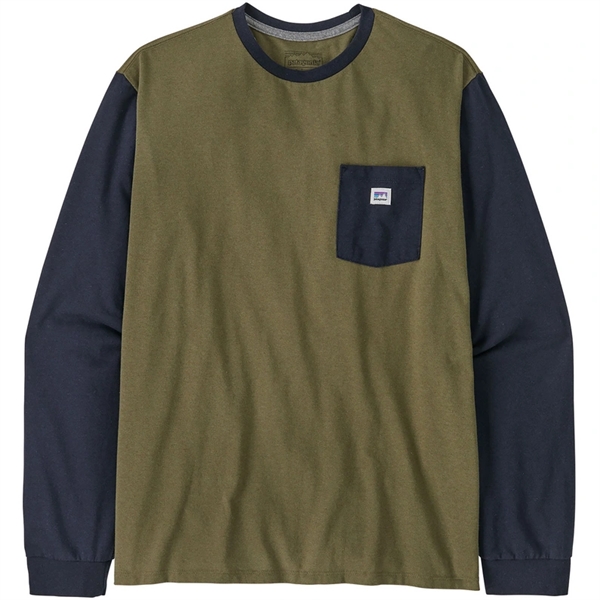 Patagonia L/S Shop Sticker Pocket Responsibili-Tee - Tent Green