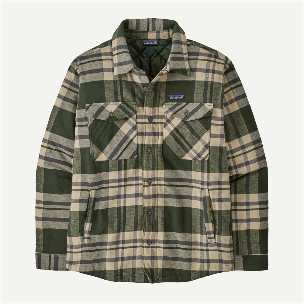Patagonia Mens LW Insulated Fjord Flannel Shirt - Ashore: Old Growth Green