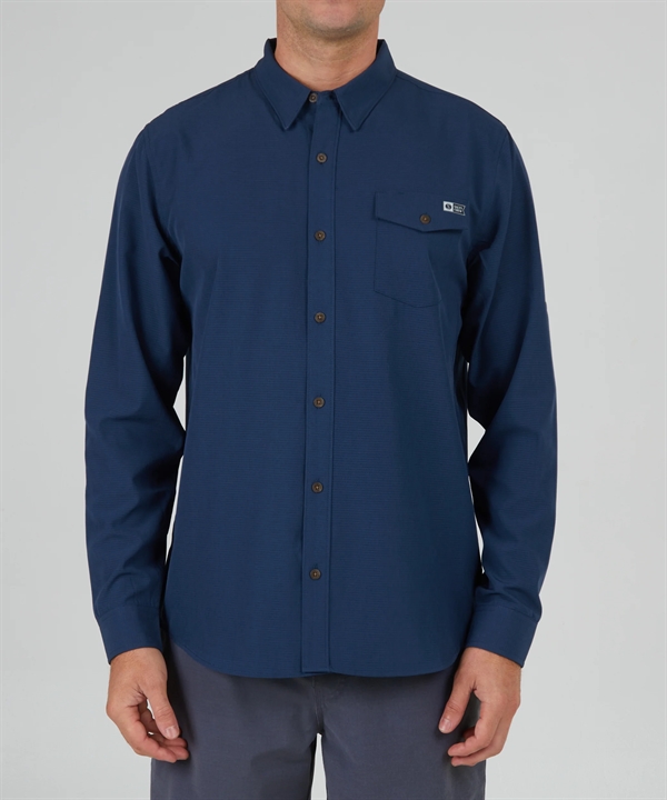 Salty Crew Skipper Perf LS Tech Woven Shirt - Navy