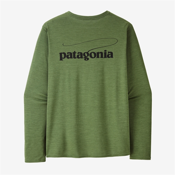 Patagonia Mens L/S Cap Cool Daily Graphic Shirt - Waters - Casting Logo: Terrain Green X-Dye