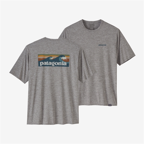 Patagonia Mens Cap Cool Daily Graphic Shirt - Boardshort Logo Abalone Blue/Feather Grey
