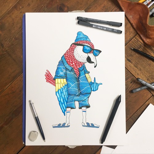 Lakor Hipster Parrot A3 Plakat