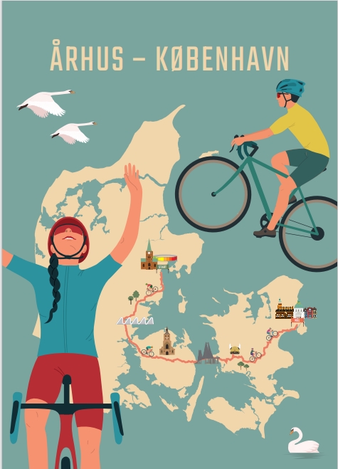 Århus – København Cykelplakat 21x30cm.