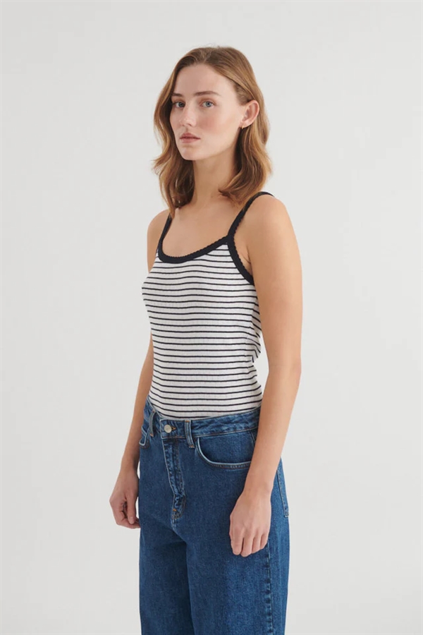 Basic Apparel Arense Striped Strap Top - Bright white/Sky captain