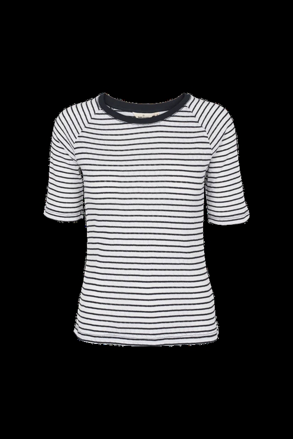 Basic Apparel Arense Striped Tee - Bright white / sky captain