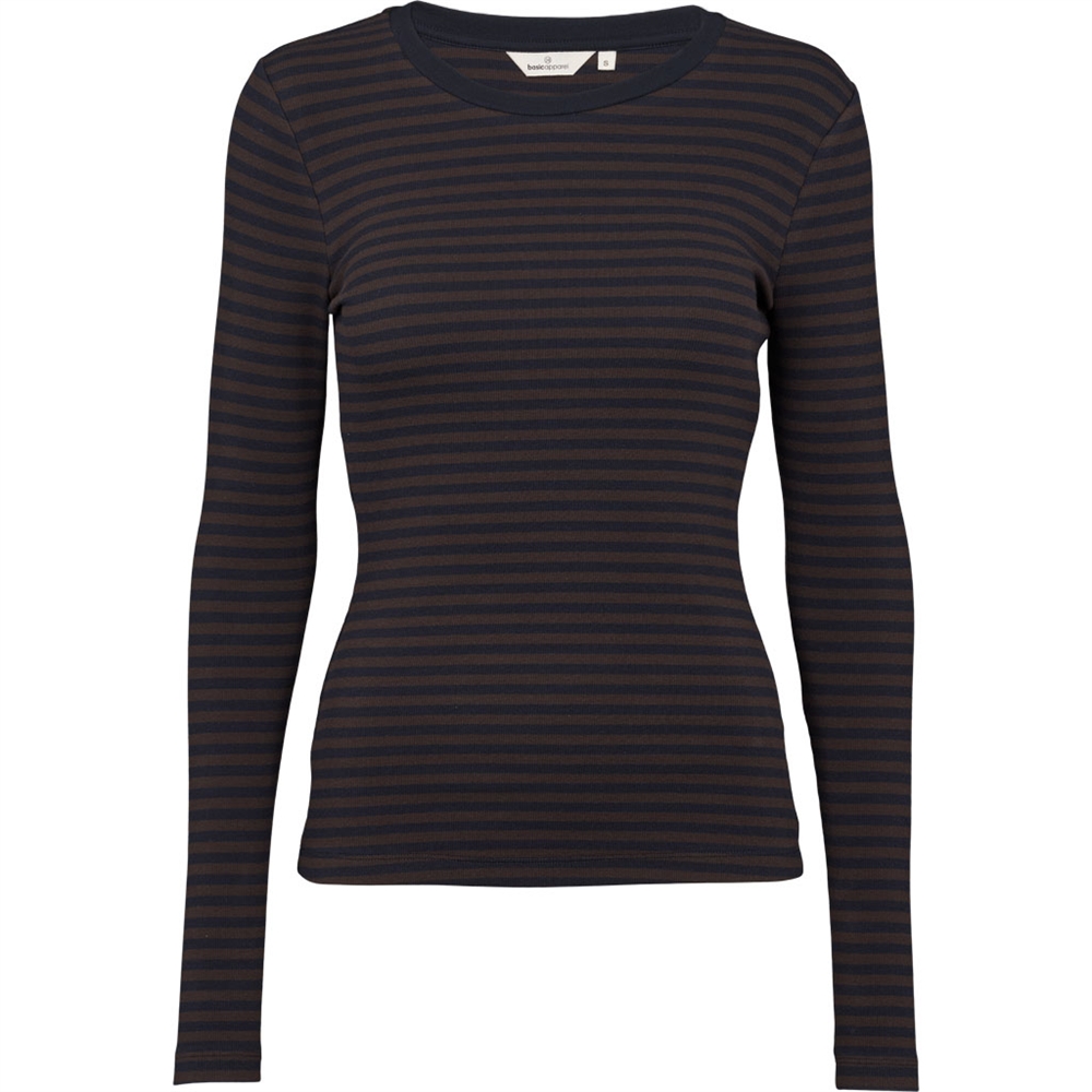 Basic Apparel Ludmilla LS Tee - Chocolate Torte / Black