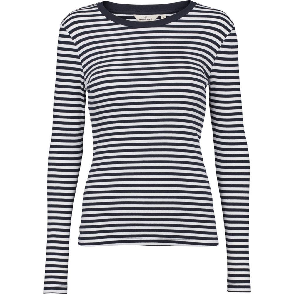 Basic Apparel Ludmilla LS Tee -Sky Captain / Bright White