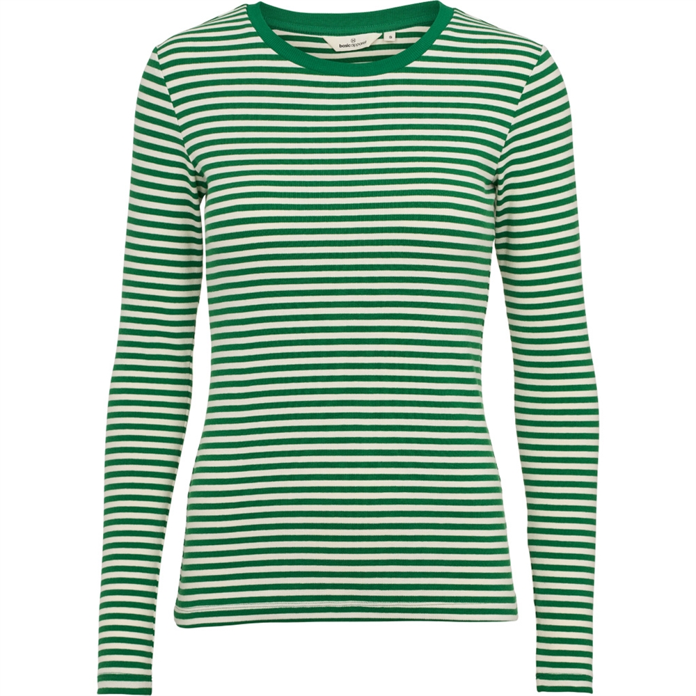 Basic Apparel Ludmilla LS Tee - Abundant green / whisper white