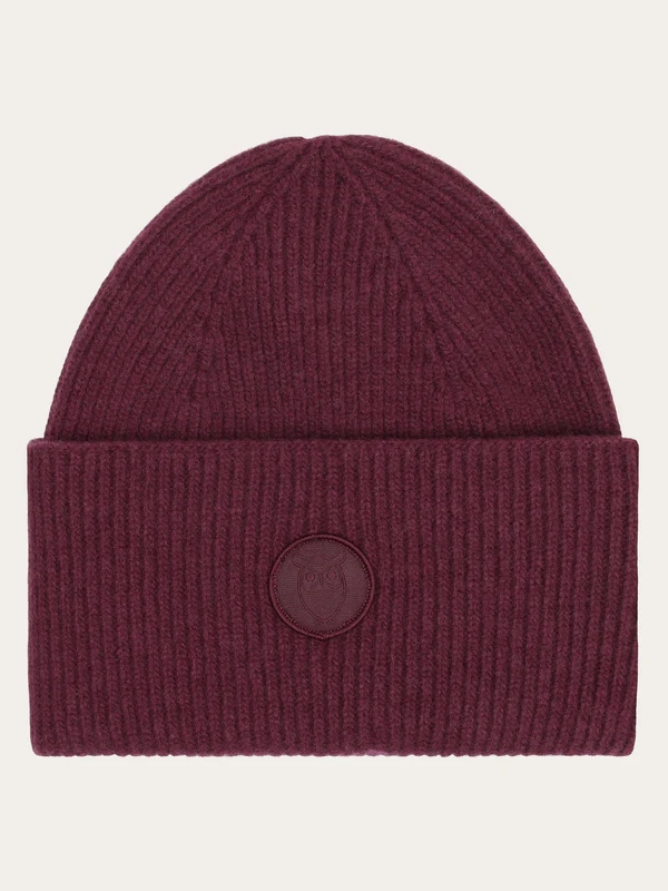 KnowledgeCotton Apparal Wool Badge Beanie - Fig