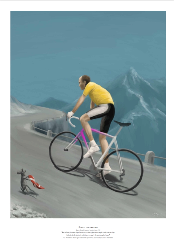 Bjarne Riis på Hautacam cykelplakat str. 21×30 cm