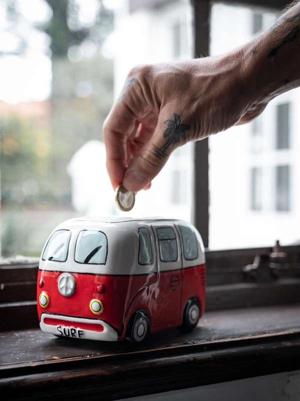 Devoted Surf Van Piggy Bank Red