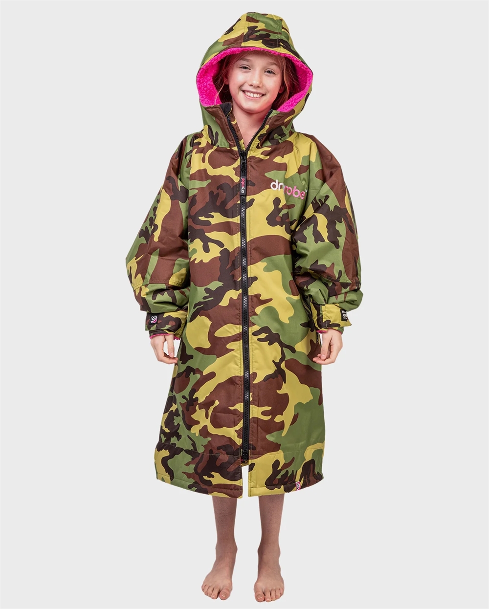 Dryrobe KIDS Advance Long Sleeve - Camo/Pink