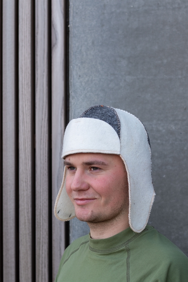 Saunagut Sauna "Finsk" hue - Hvid/Grå