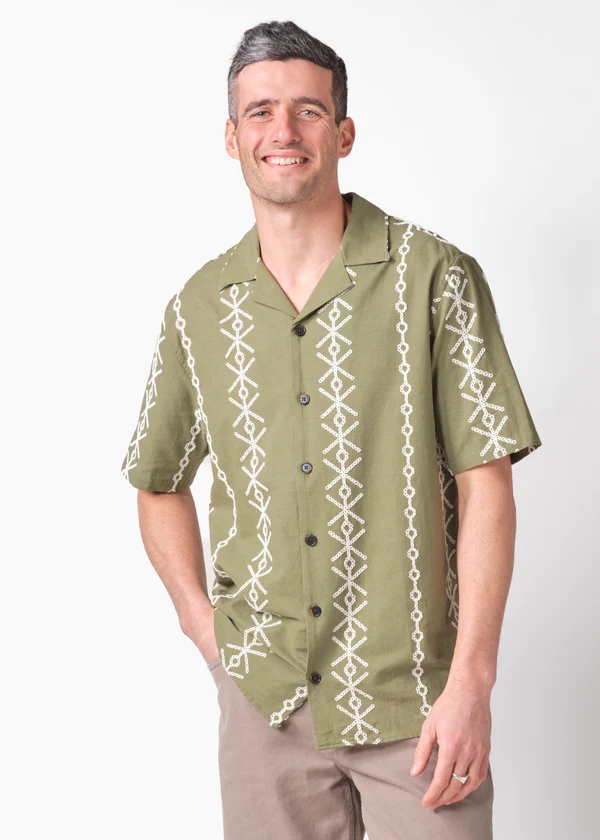 Klitmøller Collective Jan S/S shirt GOTS - Herb green/cream