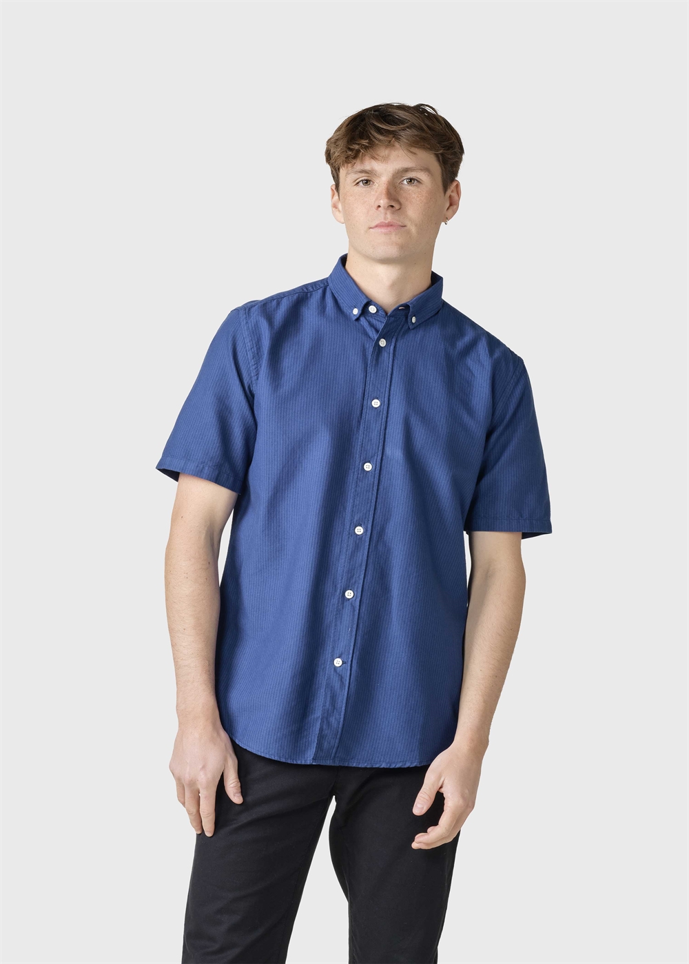 Klitmøller Collective Mikkel Striped Shirt - White/Navy/Ocean Overdye