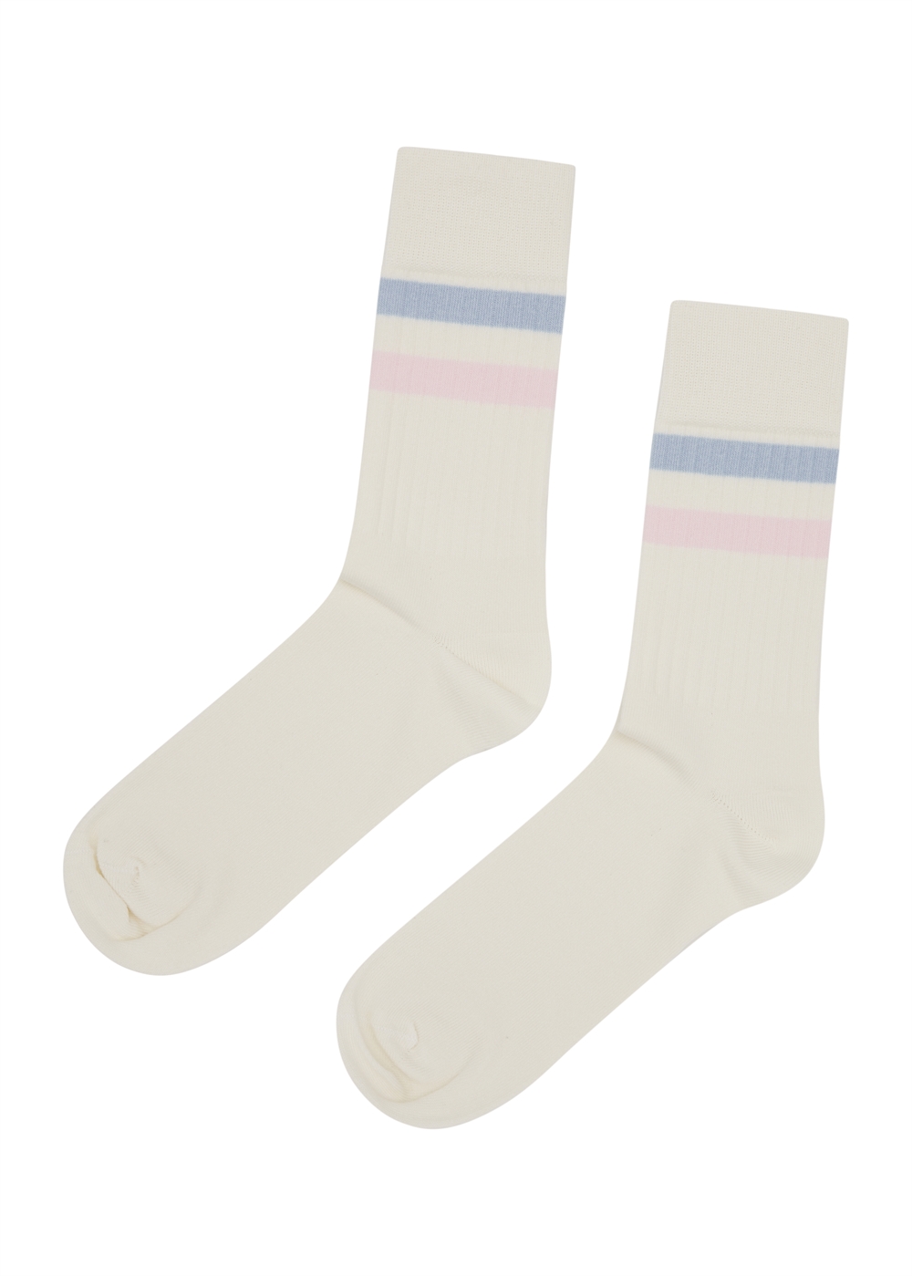 Klitmøller Collective Retro Cotton Sock - Cream/Light Blue/Rose