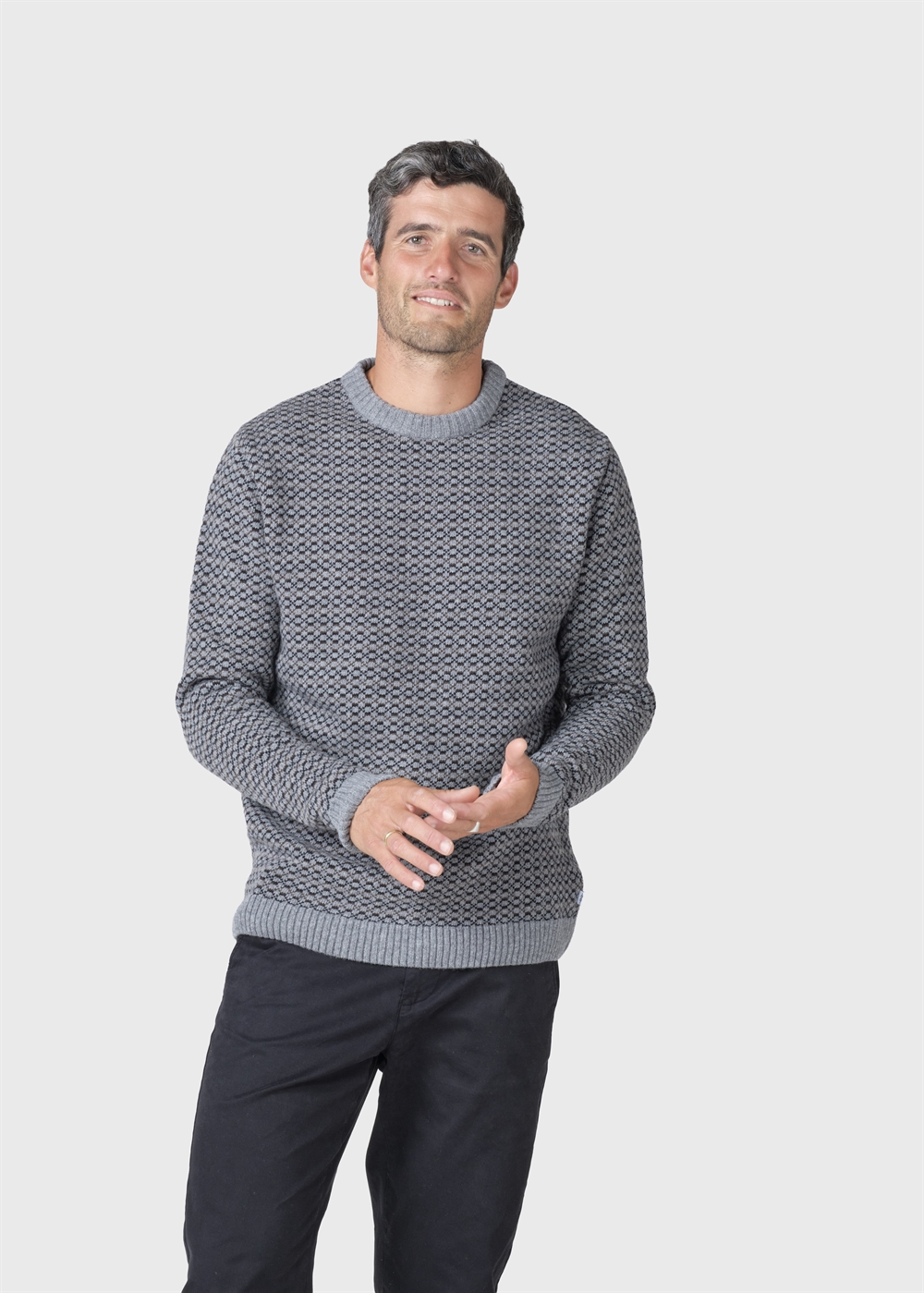 Klitmøller Collective Asger knit - Light grey/black/taupe