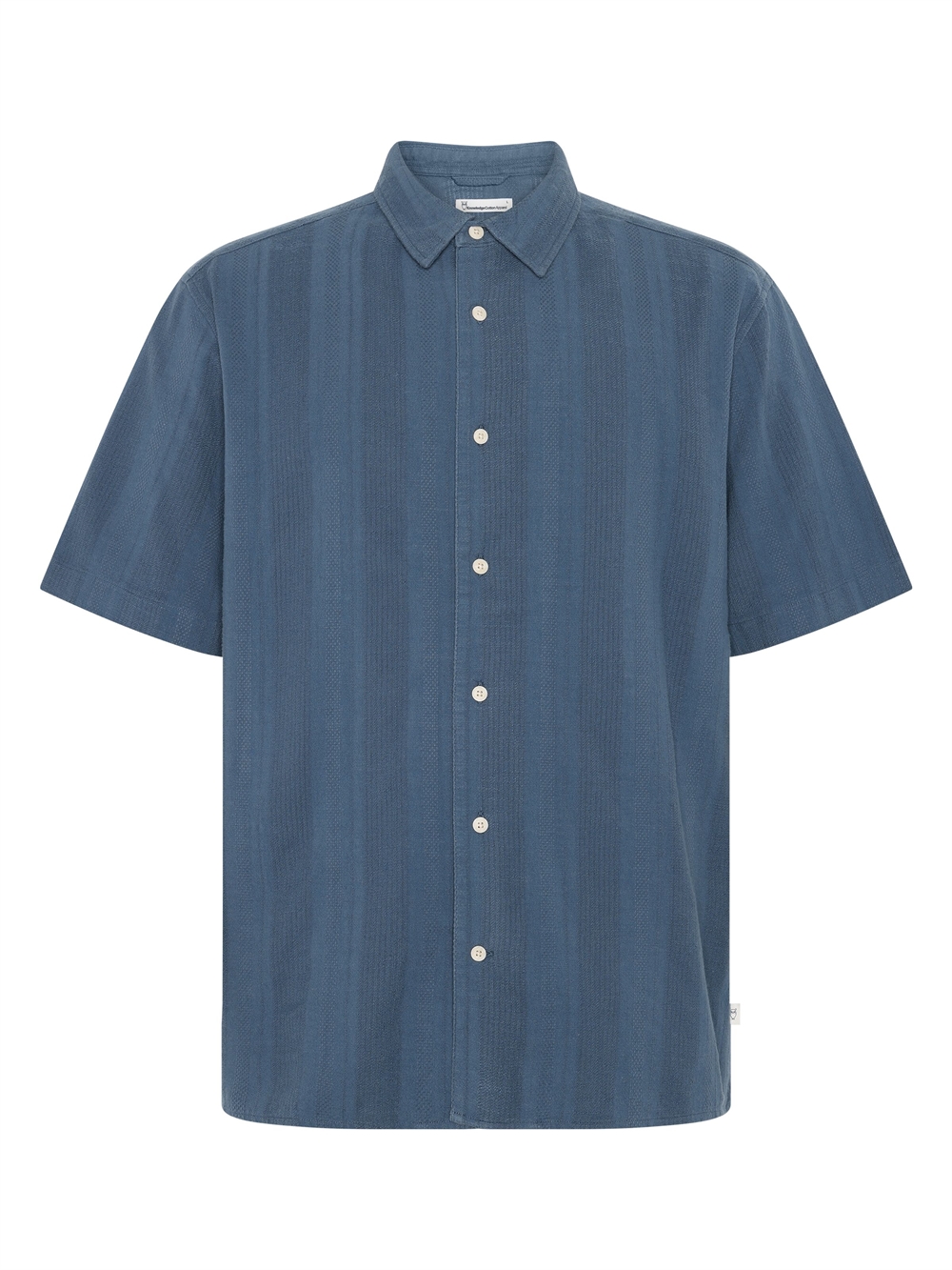 KnowledgeCotton Apparel Mens Relaxed Structure Short Sleeve Shirt - Vintage Indigo