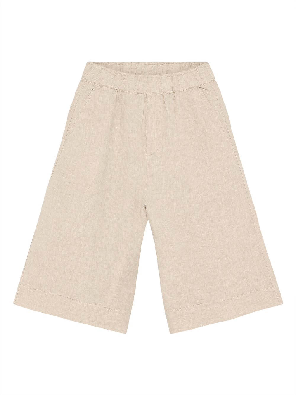 KnowledgeCotton Apparel Womens Eve Wide Linen Culotte Shorts - Yarndyed Light Feather Gray