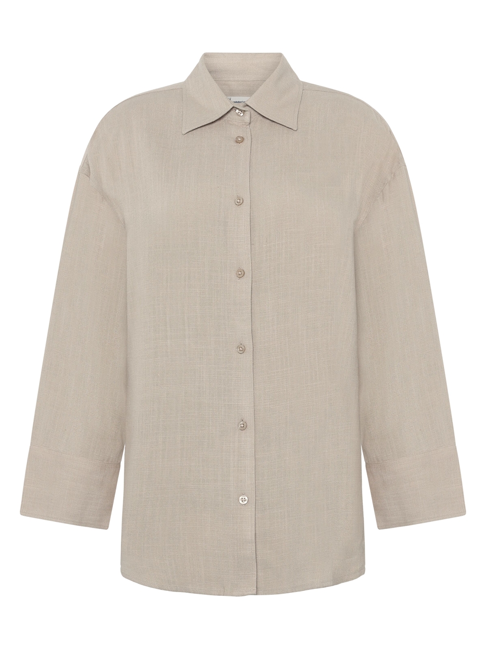 KnowledgeCotton Apparel Womens Relaxed Linen-Mix Shirt - Light feather gray