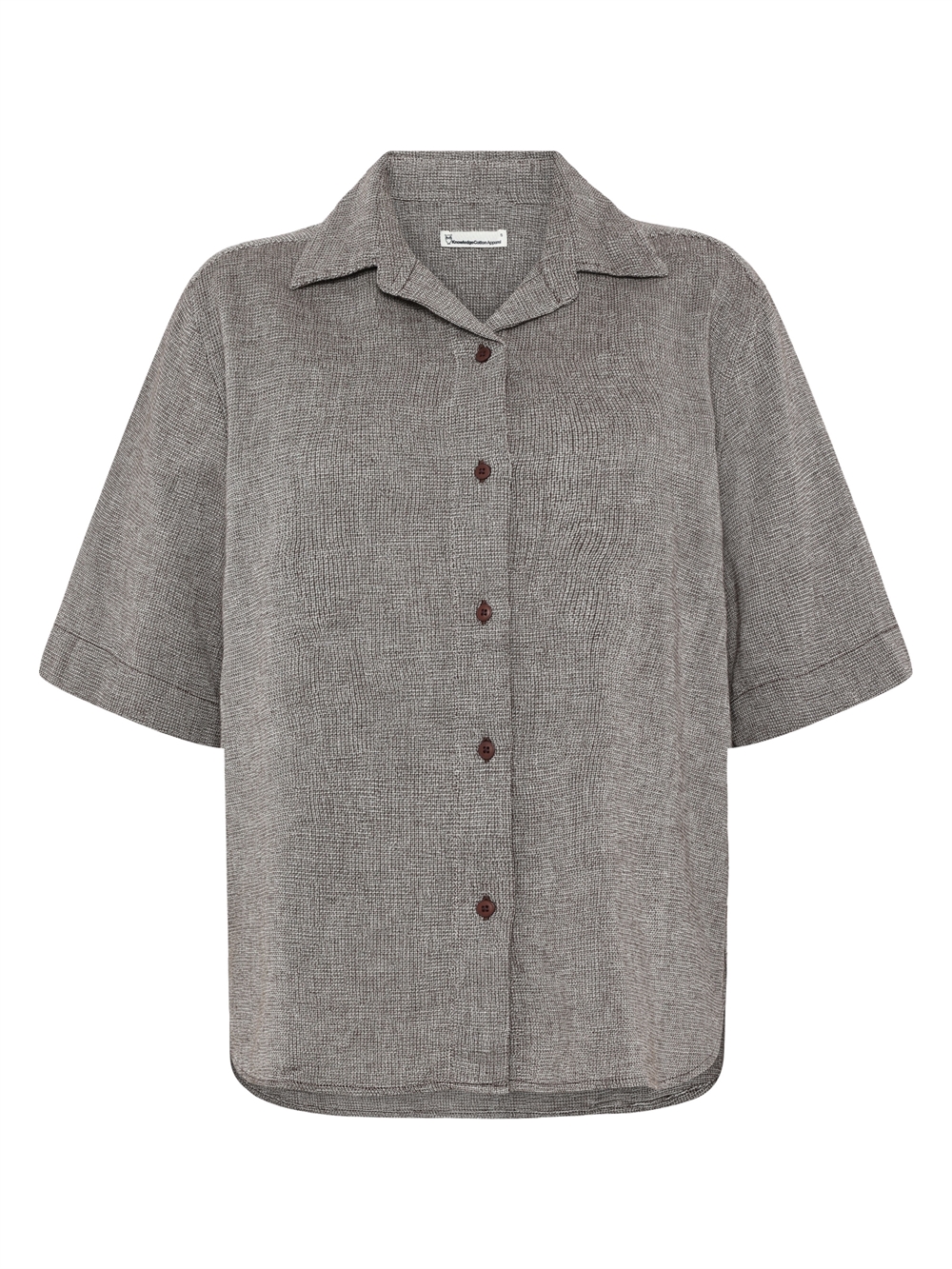 KnowledgeCotton Apparel Womens Structure Short Sleeve Shirt - Shaved Chocolate