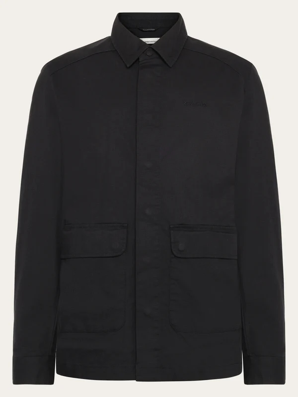 KnowledgedCotton Apparel Ripstop overshirt - GOTS/Vegan - Black Jet