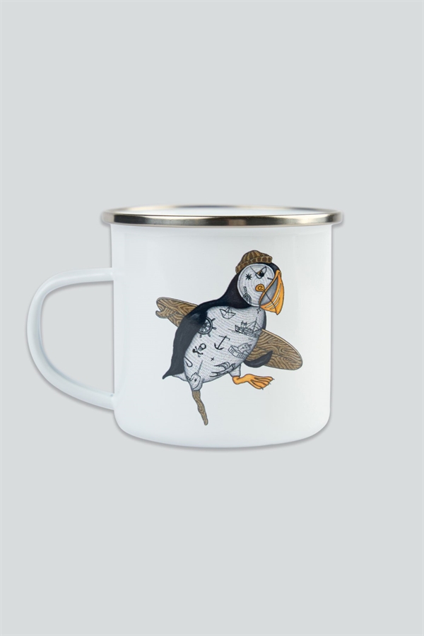 Lakor Sea Parrot Surfer Enamel Mug - White