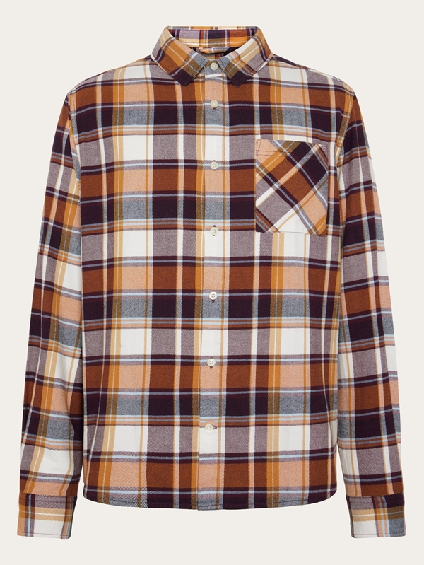 KnowledgeCotton Apparal Checked Flannel Shirt - Red Check