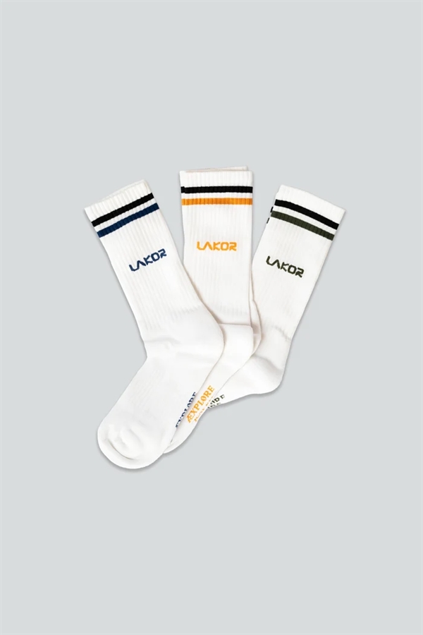 Lakor Logo Socks 3-Pack - White