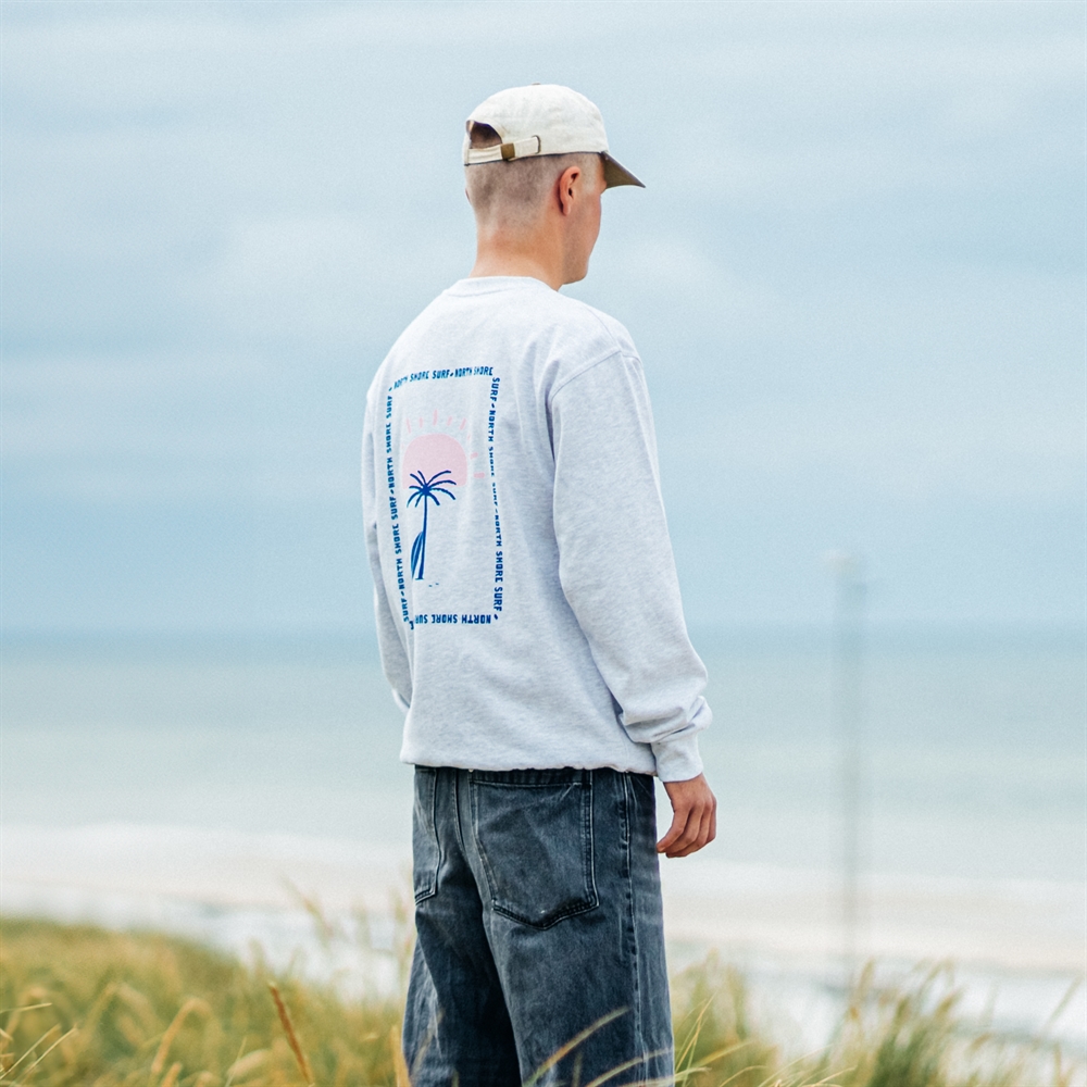 North Shore Surf Sweatshirt - Palmtree Ash