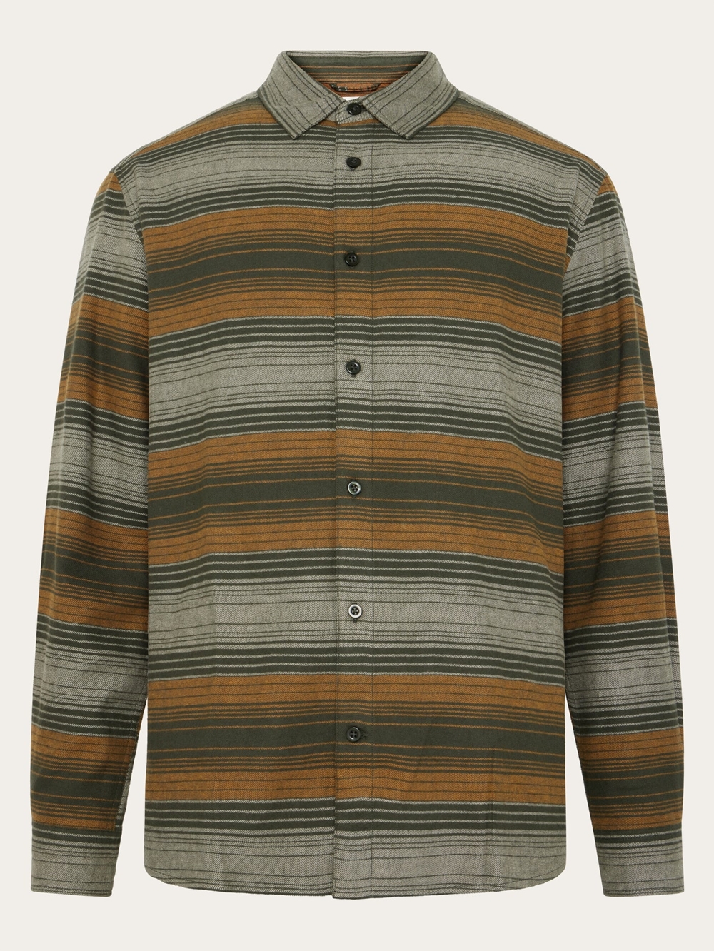 KnowledgeCotton Apparal Organic Cotton Checked Flannel Shirt GOTS - Green stripe
