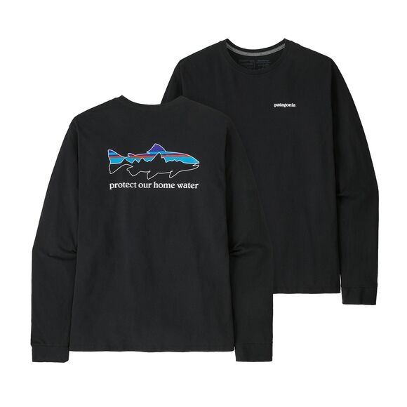 Patagonia Mens L/S Home Water Trout Responsibili-Tee - Black