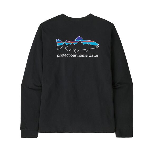 Patagonia Mens L/S Home Water Trout Responsibili-Tee - Black