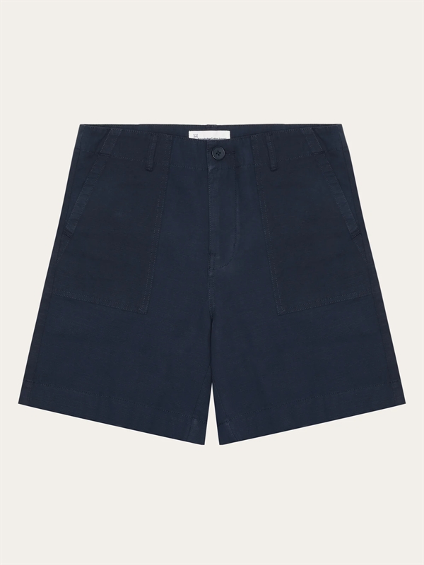 KnowledgeCotton Apparel - Posey Mid-Rise Wide Slub Yarn Shorts- Total Eclipse