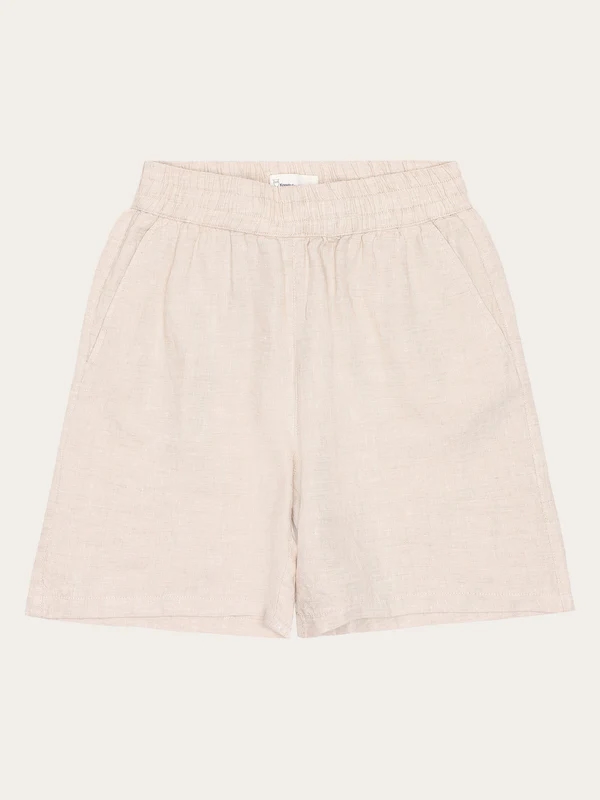 KnowledgeCotton Apparel Posey Wide Mid-Rise Linen Shorts - Yarndyed/Light Feather Gray