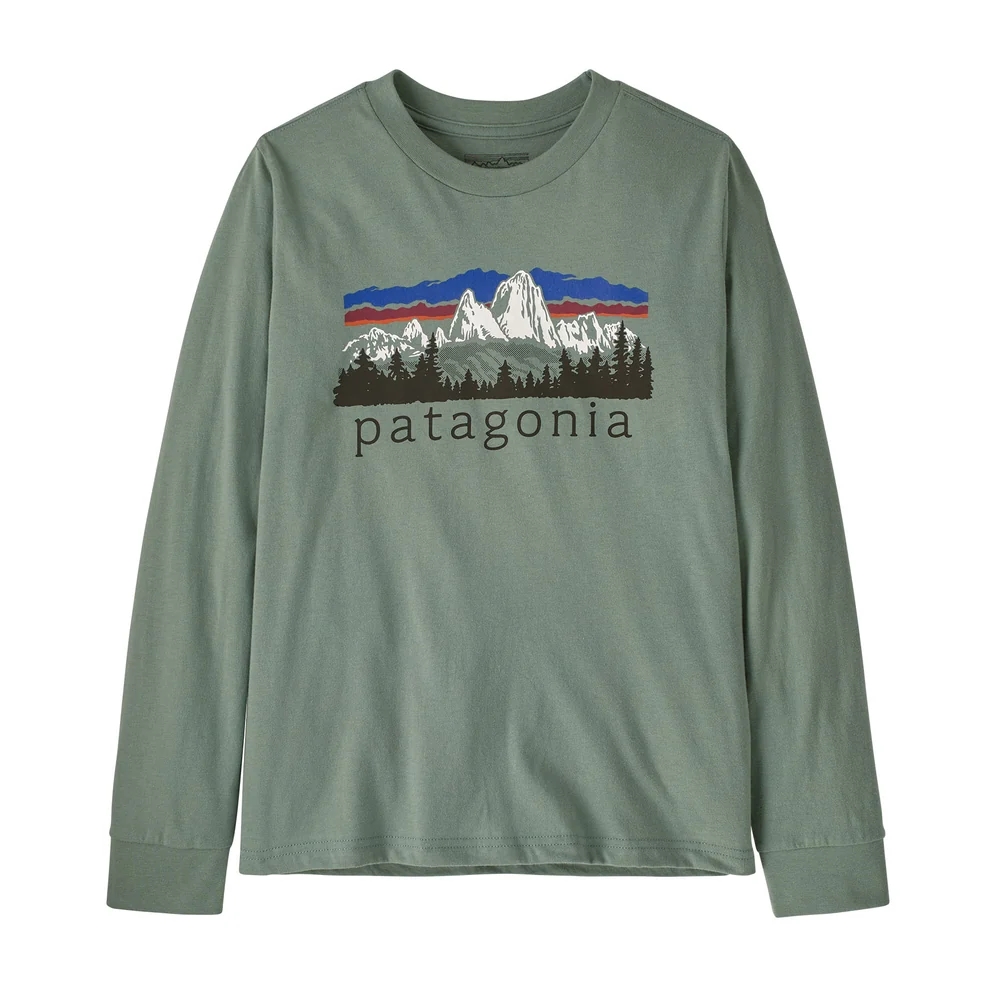 Patagonia Kids L/S Graphic T-Shirt - Fitz Roy Foothills: Cover Green