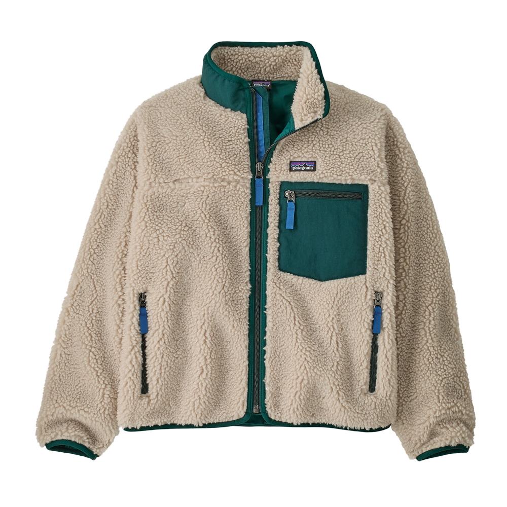 Patagonia Kids Retro-X Jacket - Natural w/Cascade Green