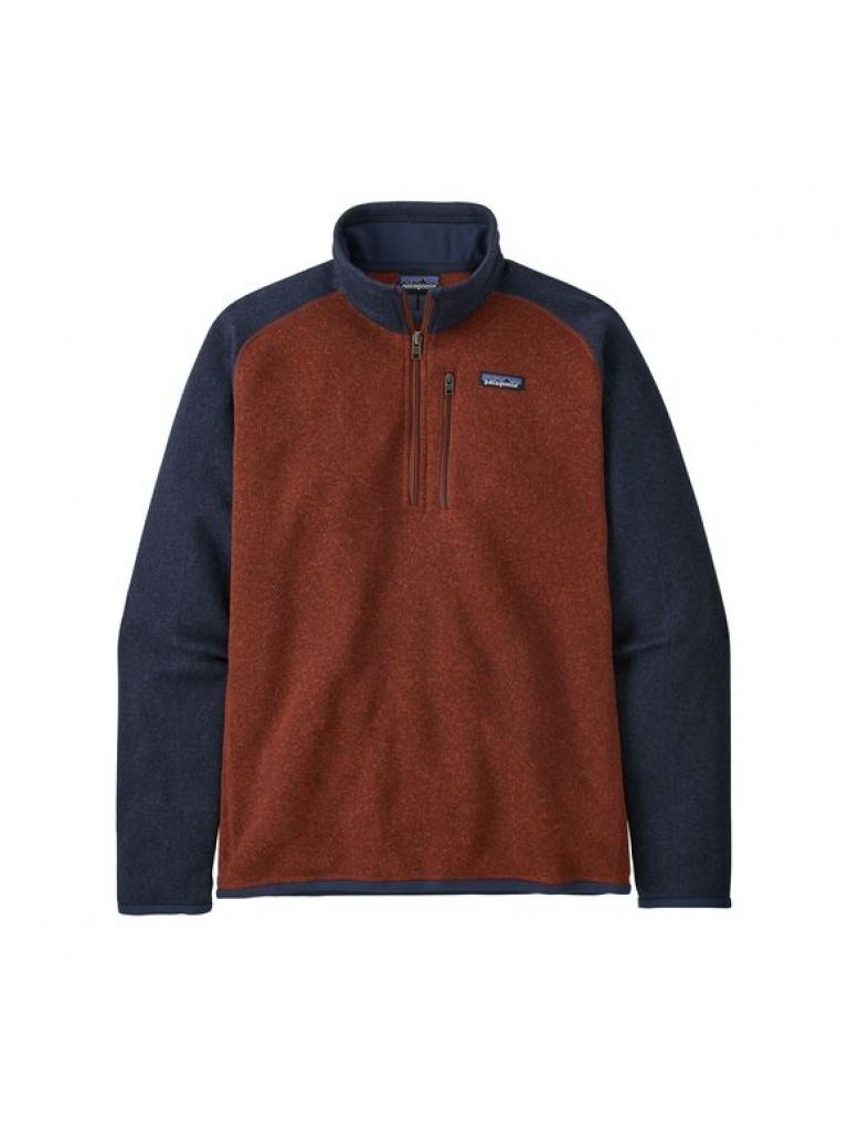 Patagonia Men\'s Better Sweater 1/4 Zip - Barn Red W/ New Navy