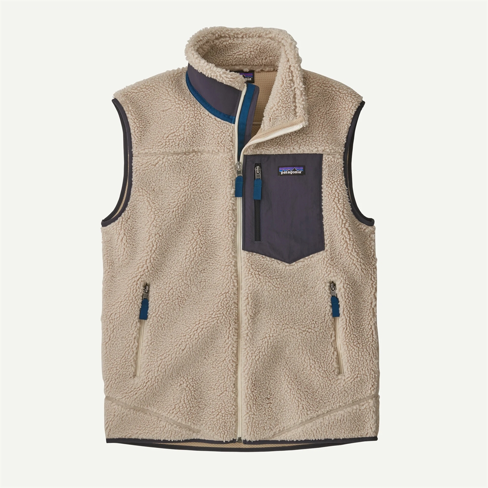 Patagonia Mens Classic Retro-X Vest - Natural w/Smolder Blue
