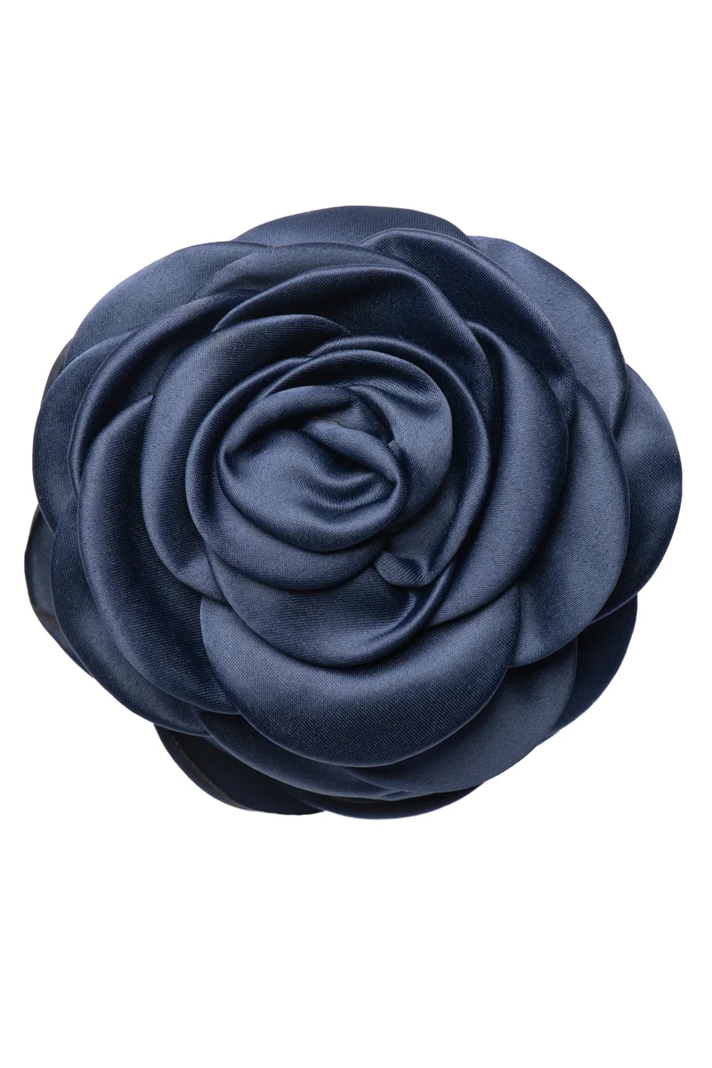 Pico Small Satin Rose Claw - Navy