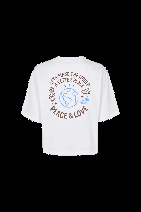 Basic Apparel Raji Peace & Love T-Shirt - Riviera / Chicory coffee