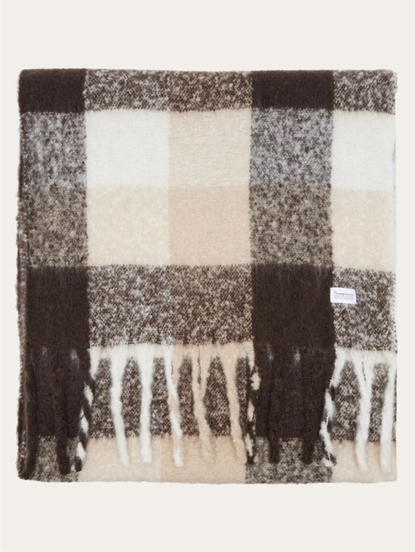 KnowledgeCotton Apparal Recycled Fringe Scarf - Brown